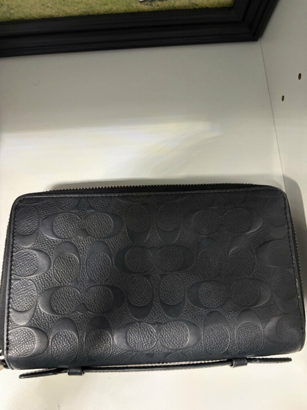 Coach Black Zip-Around Signature Leather travelers Wallet